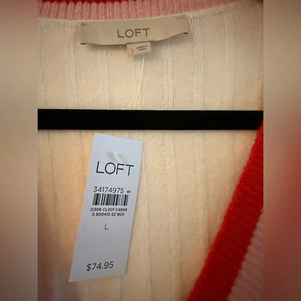 Loft Petite Puff Sleeve V-Neck Cardigan - Picture 4 of 4